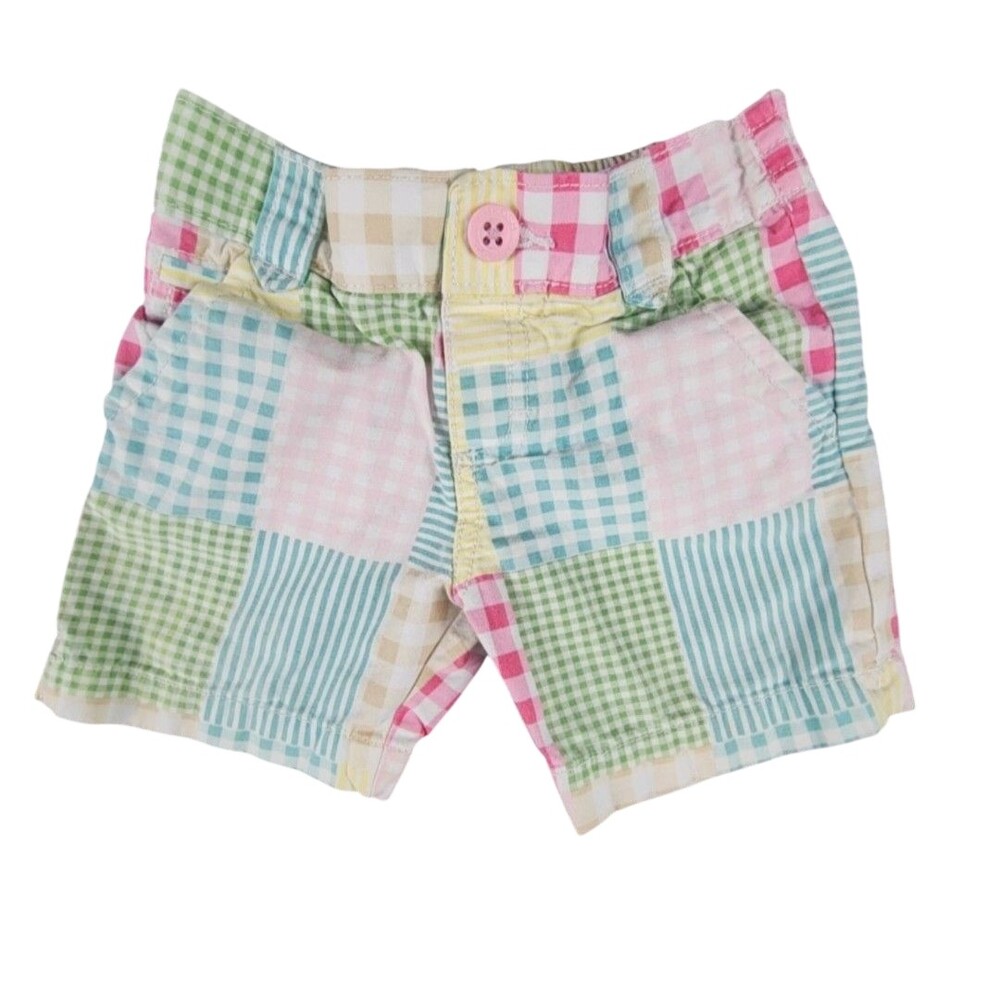 OshKosh B'gosh Shorts Girls 2T Multicolor Patchwork Gingham Elastic Waist Summer
